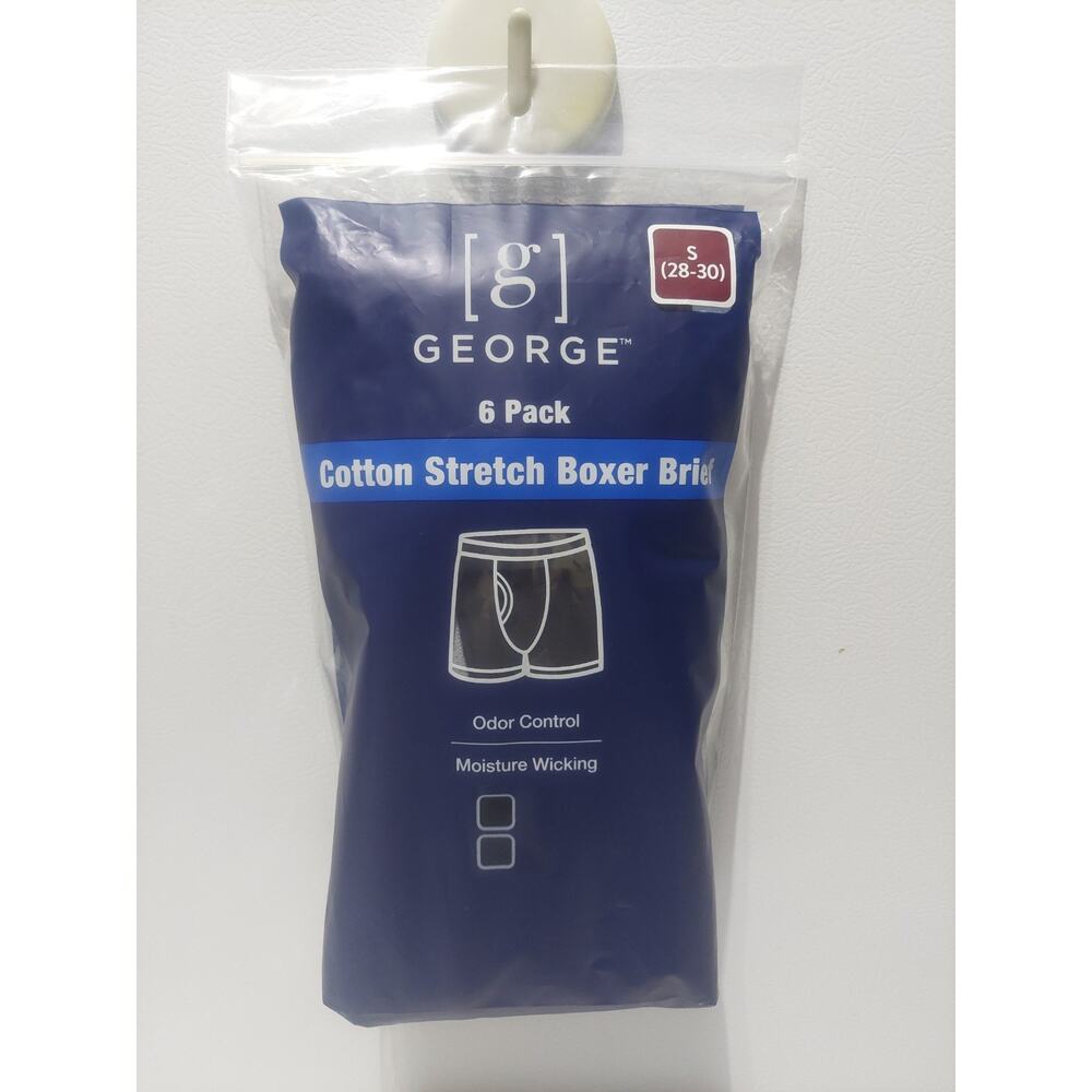 George Men's Size S Cotton Moisture Wicking Boxer Brief 6 pack (28"-30").